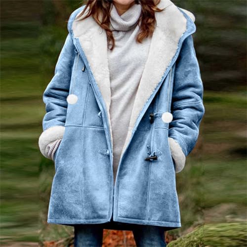 Long Sleeve Windbreaker for Ladies Faux Christmas Warm Fuzzy Hooded Jacket Hoodies Trench Outerwear Women 20252
