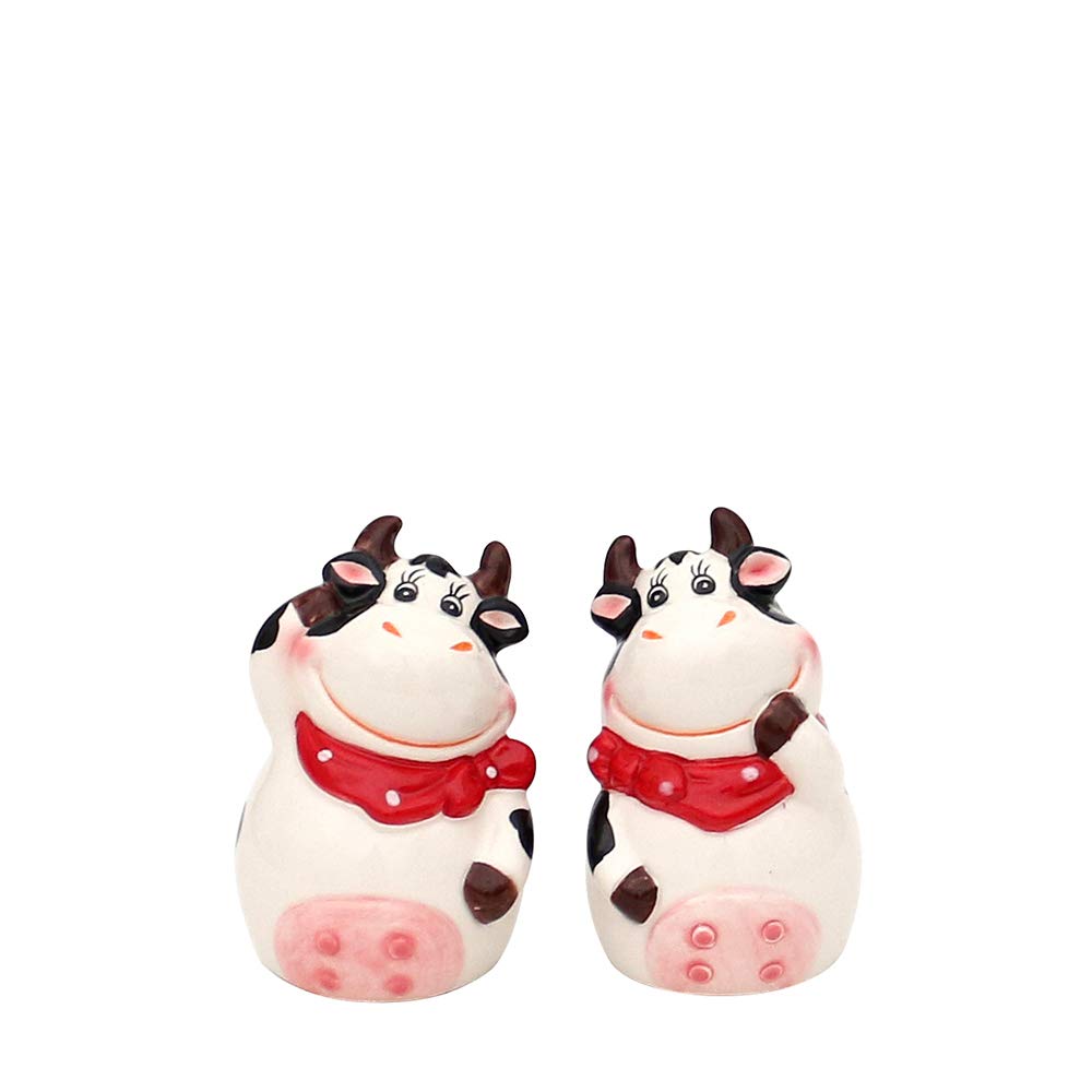 Dekohelden24 Set of 2 Ceramic Salt and Pepper Shakers Cow Approx. 9.5 x 4.5 x 7.3 cm