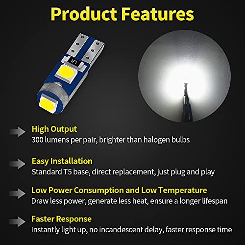Bombillas LED T5 para auto 20 piezas blanco frío 6000K miniatura 2