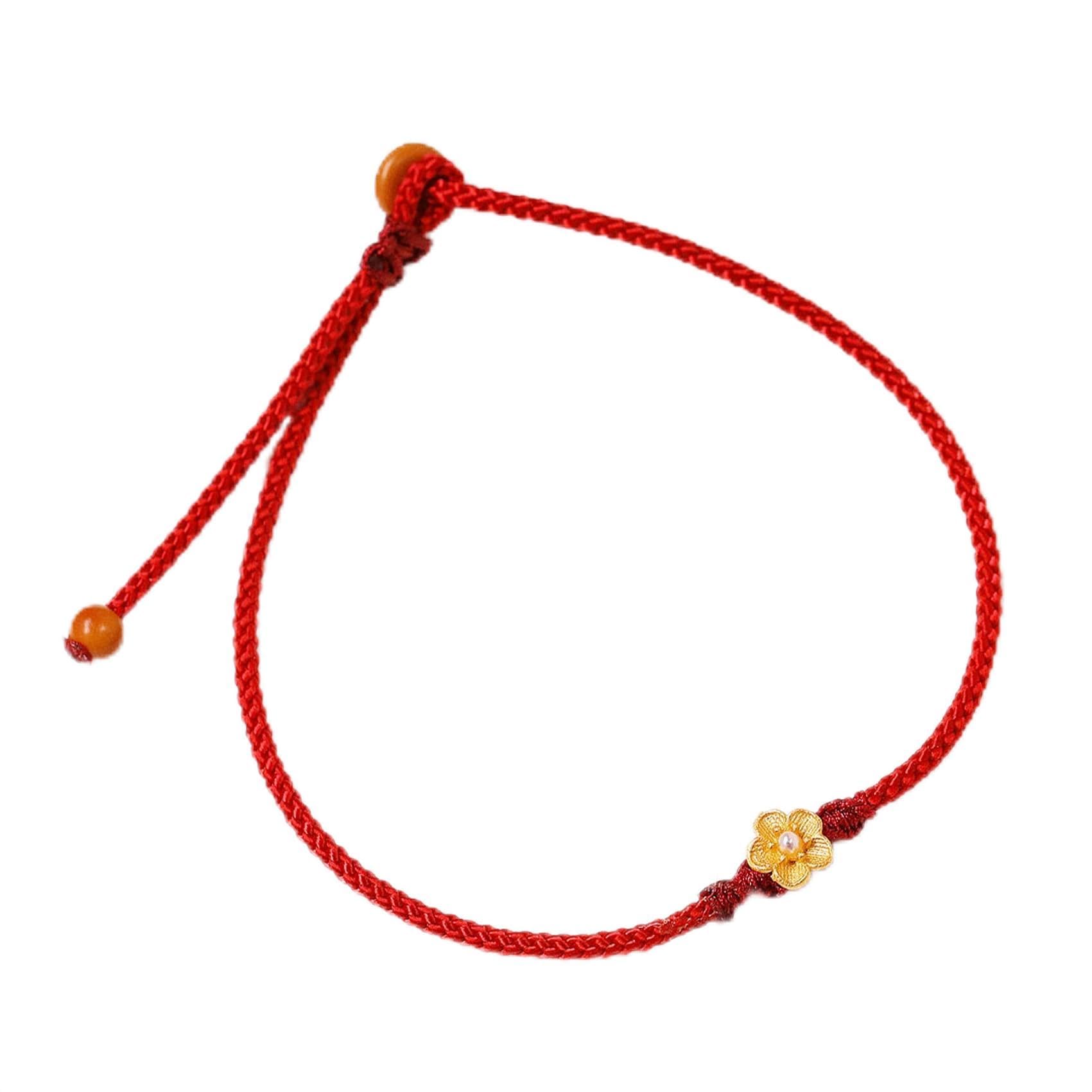 Pulsera Feng Shui Pulsera de Hilo Rojo Plata de Ley Dorada Amuleto de la Suerte Cuerda Trenzada Pulsera Ajustable Amuleto Espiritual Proteger de los Espíritus Malignos for la Prosperidad del Dinero, M
