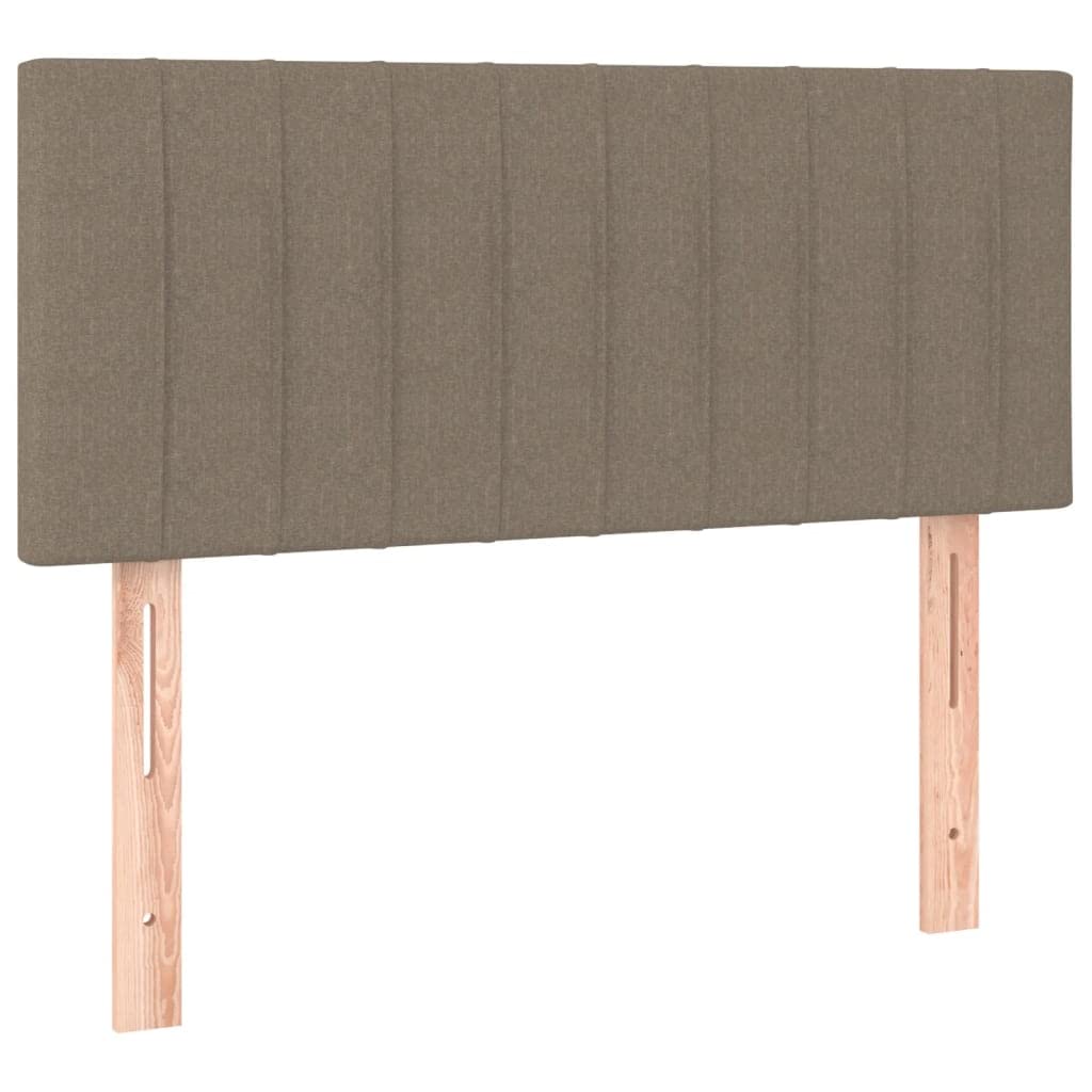 Łóżko kontynentalne z materacem, kolor taupe 90 x 200 cm, stelaż łóżka z zagłówkiem o regulowanej wysokości, rdzeń ze sprężynami kieszeniowymi, nakładka piankowa na łóżko młodzieżowe i do