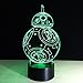 HU XUE GUANG 3D Illusion Lamp b b-8 Robots Night Light 3D Night Light for Kids 7 Color Changing Lights Desk Table Lamp Home Decor Sleep Lamp Best Gift Toyss