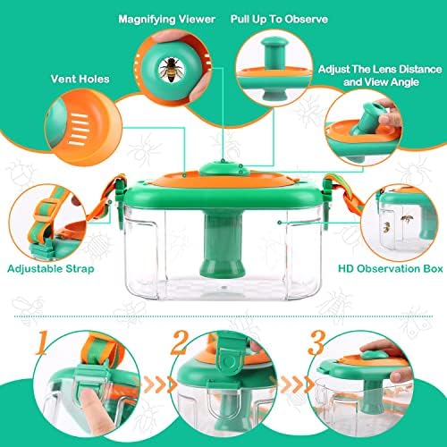 Bug Catcher Kit, Bug Catching Set with Whistle Magnifying Glass, Bug Habitat with Magnified Viewer, 8 Information Cards etc., Outdoor Explorer Outdoor - 3