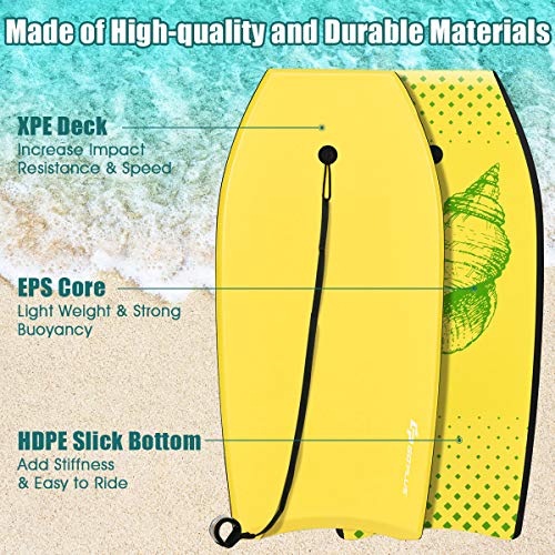 image for Goplus 41''/37''/33'' Lightweight Body Board for Beach, Surf Board wit