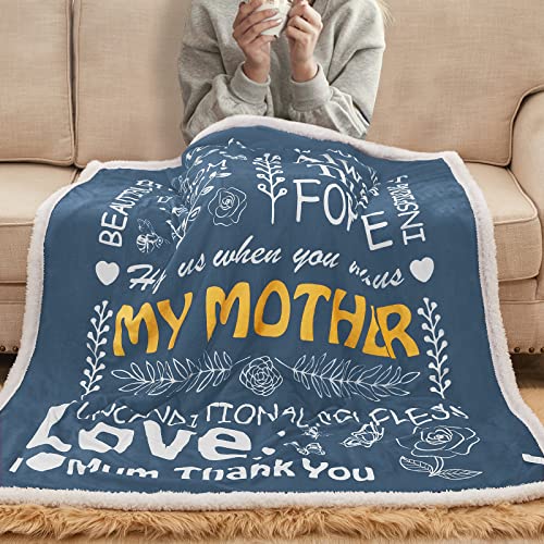 Mothers Day Blanket Gifts For Mom Blanket - I Love You Mom Blanket - Warm Gifts For Mom Gifts From Daughter Son Super Soft Throw Blanket Cozy Blanket 50" X 60" (Light Blue) #TOP4