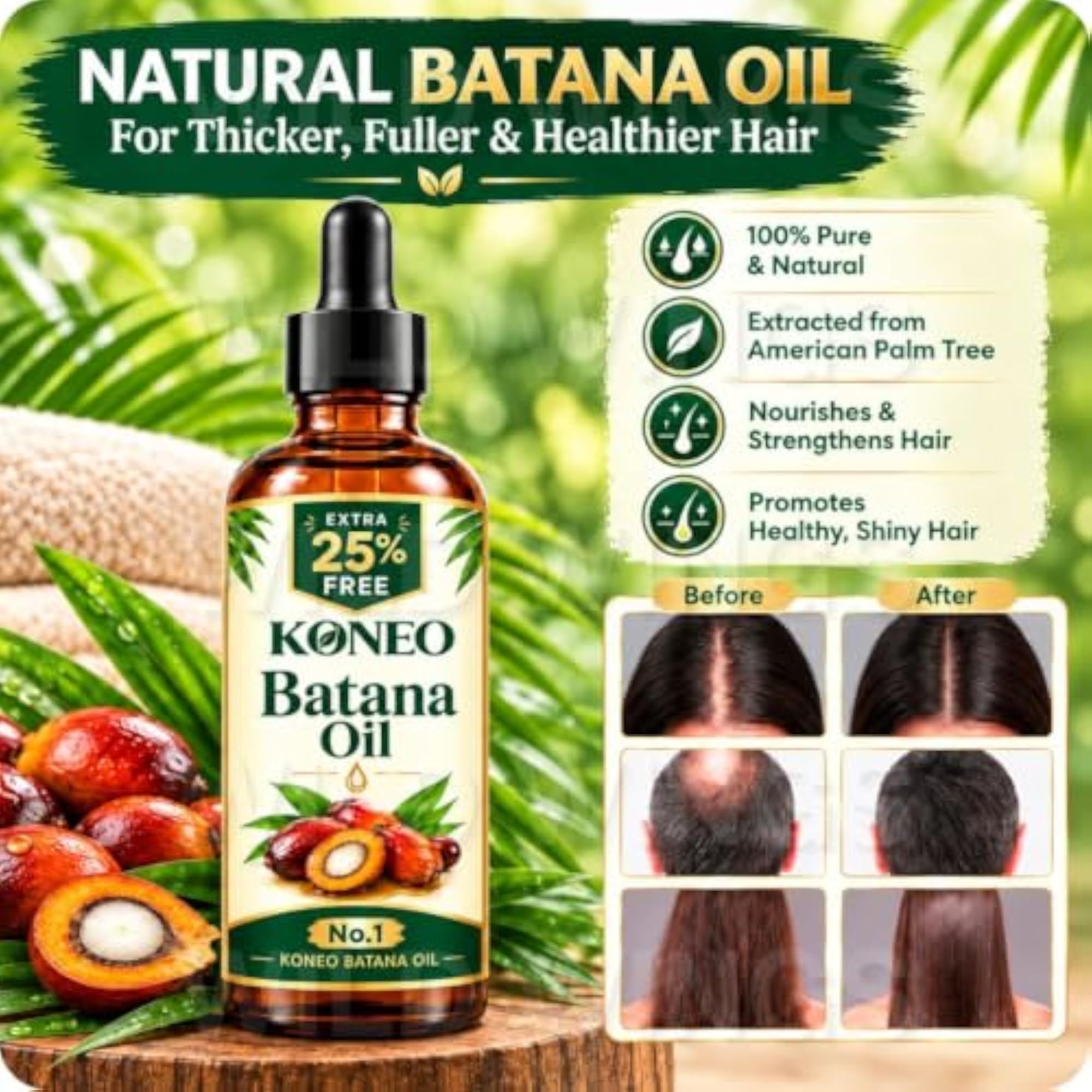 100% Pure Batana Oil, Organic Hair Treatment