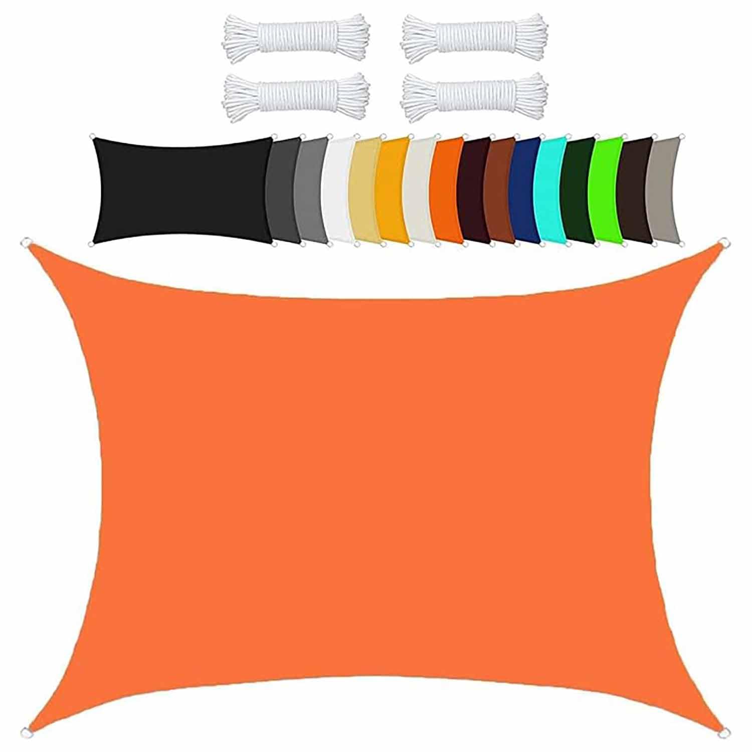Ffsaacol Sail Shades Rectangle Waterproof, Sun Shade Sail Canopy Backyard, Sun Sail Shade for Patio Water Permeable & UV Block, Heavy Duty, Easy Install 8, 13x13ft/4x4m