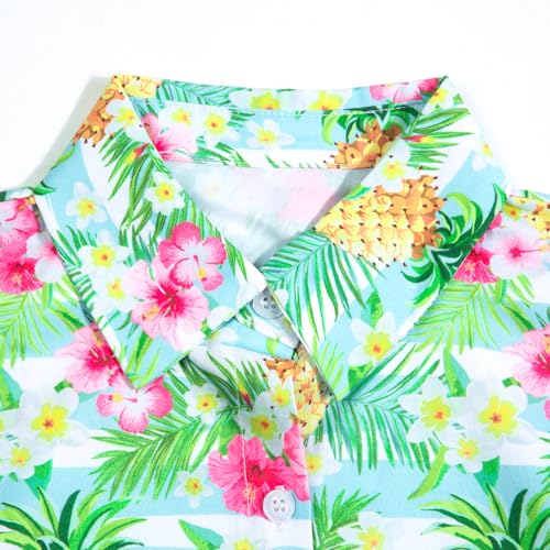 Image of Boy Girl Hawaiian Shirt Tropical Button Down Blouse Summer Casual Beach Shirt Kid Short Sleeve Top Size 5-14 Years