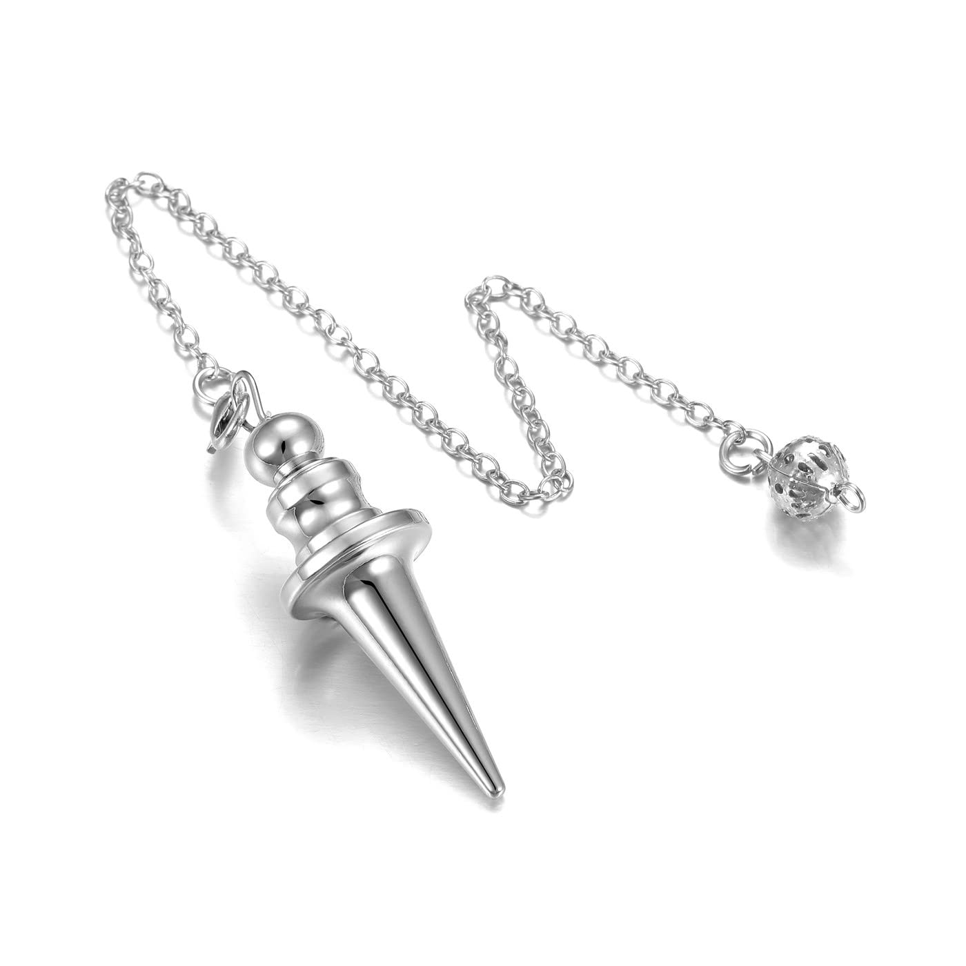 PESOENTHMetal Copper Dowsing Pendulum Divination Meditation Wicca Pendulum - Silver Openable Point Pendant-Cremation Urn Pendant Ashes Hair Locket Keepsake Memorial Gifts