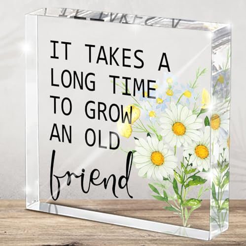 Friendship Bestie Gifts for Women Meaningful Graduation Birthday Gift Leaving Gift for Women Friendship It Takes A Long Time to Grow an Old Friend Sign