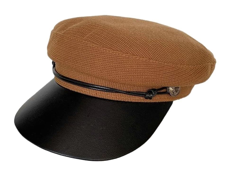 Chapeau de capitaine marin vintage pour femme café : béret français élégant et rétro