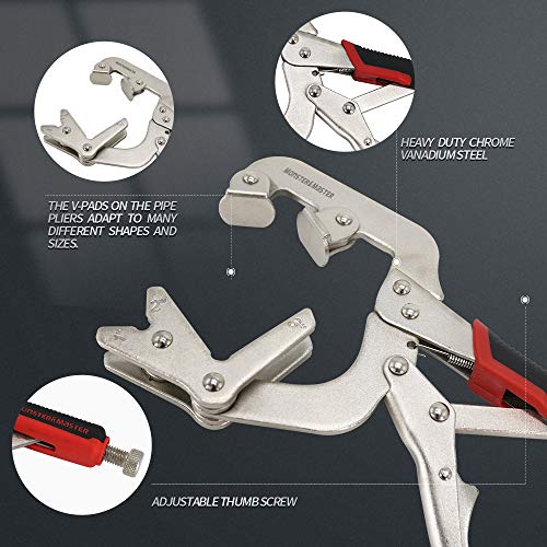 Monster & Master Welding Pipe Plier Clamp, Fast Release, C-Clamp Locking with Large V-Pads, 10 Inch, 1pcs, ATHUS-MM-WLP-S9 - Image 4