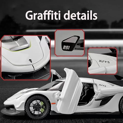 Image of 1:32 Koenigsegg Jesko White Die-Cast Metal Car with Sport Toy Car