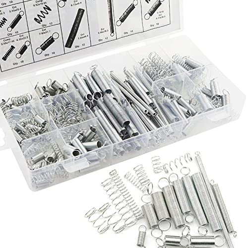 200Pcs Spring Assortment Set,Extension And Compression Springs Kit,Assorted Size Small Springs，Zinc Plated Steel Mechanical Compression Springs For Home Repairs & Diy #TOP15