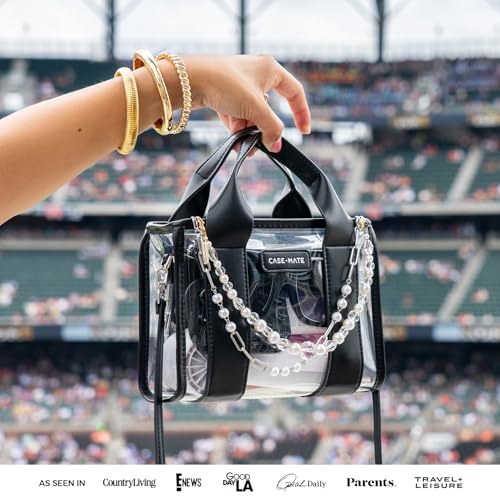 Case-Mate Stadium Tote Bag for Women - Clear Bag for Stadium Events - Black/Clear Mini Purse with Crossbody Strap - Water-Resistant Tote Handbags for Keys, Phone, Wallet, and Sunglasses3