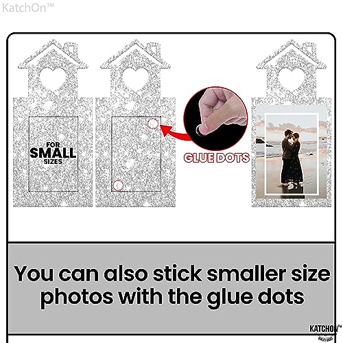 Image of KatchOn, Silver Glitter Engaged Photo Banner - 2 String, 10 Feet, No DIY | Silver Engagement Party Decorations | Engagement Photo Banner for Bachelorette Party Decorations | She Said Yes Decorations