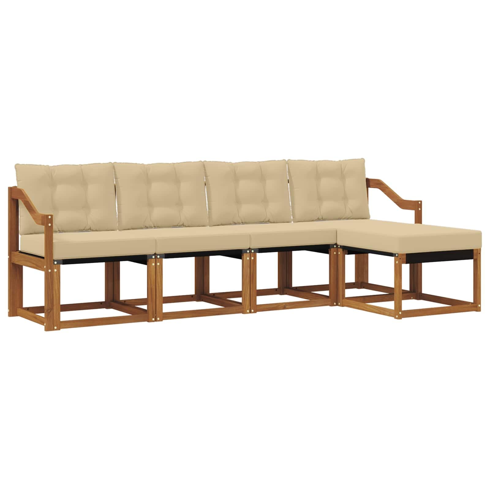 Zestaw sof outdoorowych 5 szt. Naturalne drewno akacjowe i beżowy
