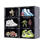 SINUOLIN Shoe Box Shoe Storage Organizer 2023 NEW 6 Pack Clear Plastic Stackable Side Drop Front Dis