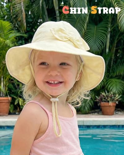 HONGTEYA Baby Sun Hat Cotton Stripe Bow Wide Brim Toddler Beach Bucket Hat — view 5
