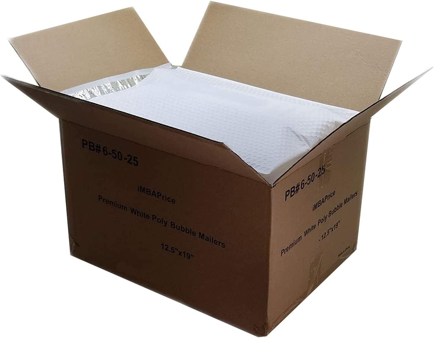 iMBAPrice 12.5x19 Inches White Poly bubble Bag, 100-Pack Large Size #6 Self Seal Poly Bubble Mailers Padded Packing Envelopes (Total 100 Bags)