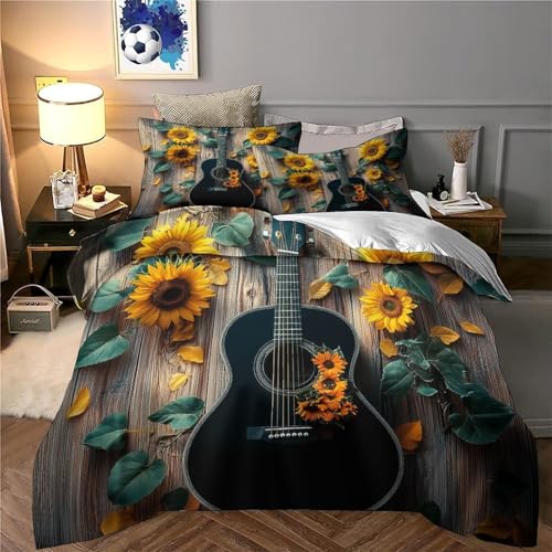 Housse de couette guitare 3D ultra douce avec fermeture éclair