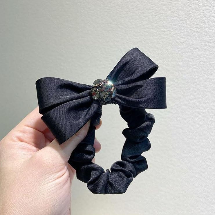 Satin Retro Large Intestine Hair Drill Ball Water Tie Rope Ponytail Leather Band image 2