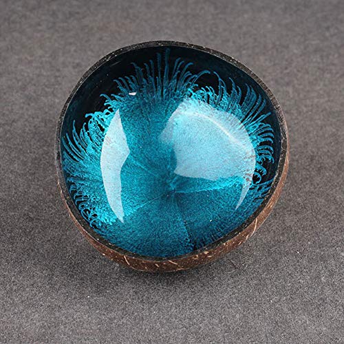 Coconut Bowl – 100% naturale, bella ciotola di noce di cocco, durevole unico fatto a mano ciotola cocco Home desktop ornamenti decorativi Candy Kitchen Decor, Blue, Taglia libera