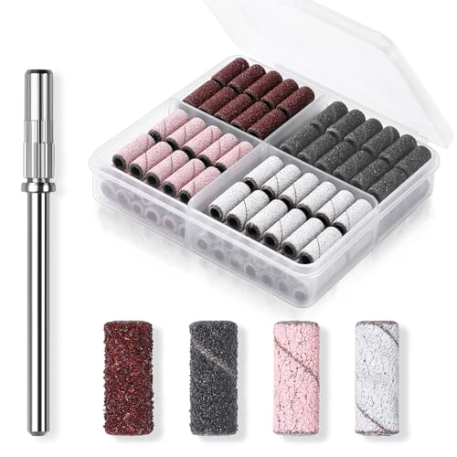 Makartt Nail Drill Bits Sanding Bands for Nail Drill, 100Pcs 4 Color Coarse Fine 80/120/180/240 Grit...