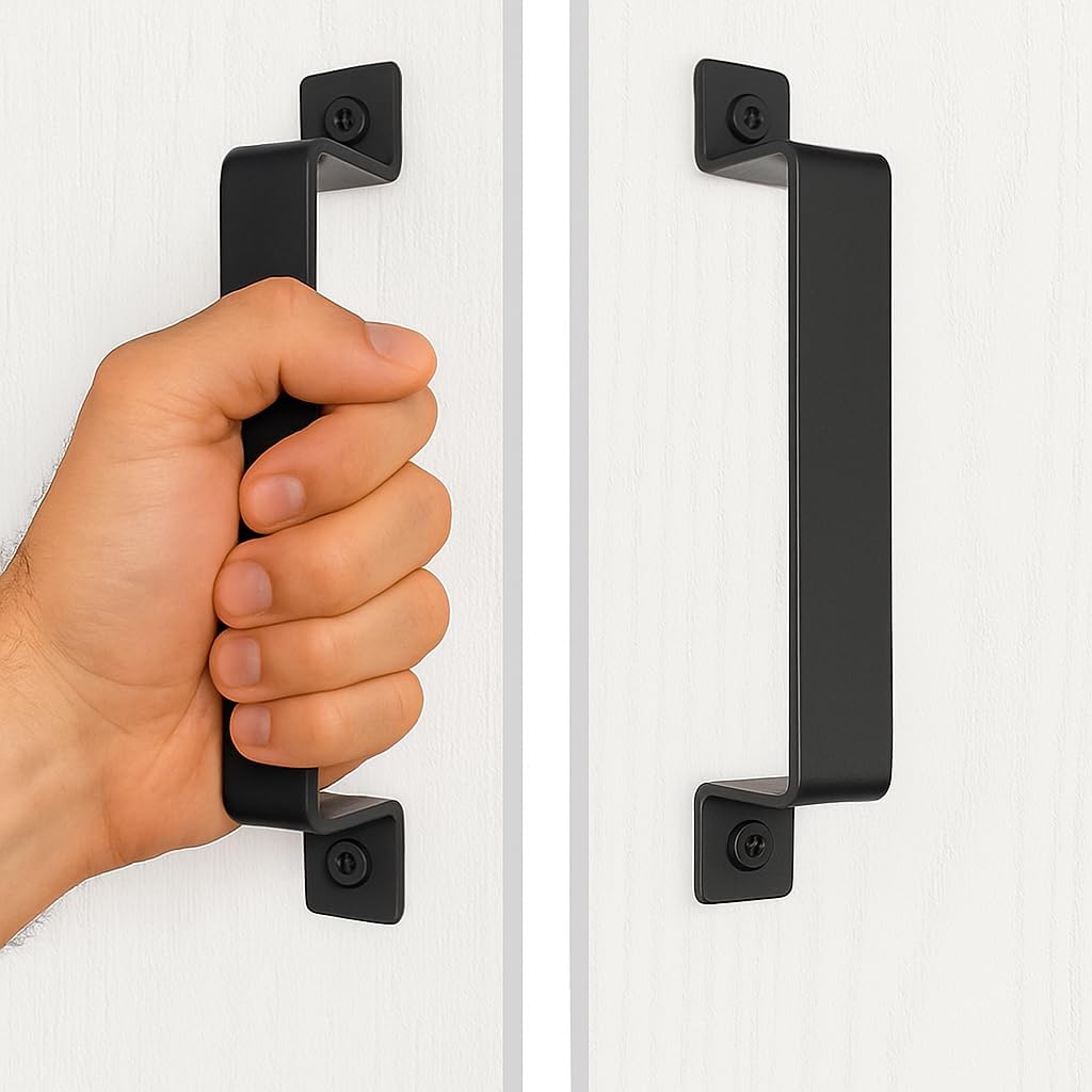 Heavy-Duty Barn Door Handles, 2-Pack 7.5 inch, Black, Rustic Metal Pulls for Sliding, Garage,Shed, Gate, Closet, Drawer