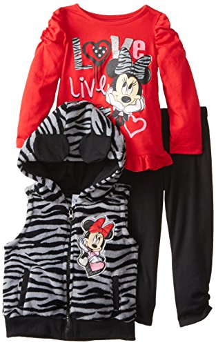 Veste en fausse fourrure Minnie Mouse Disney ensemble 3 pièces anti-froid pour fille 6x
