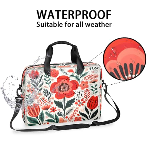 Maletín para laptop flores tulipán rojo 15.6-16" miniatura 3