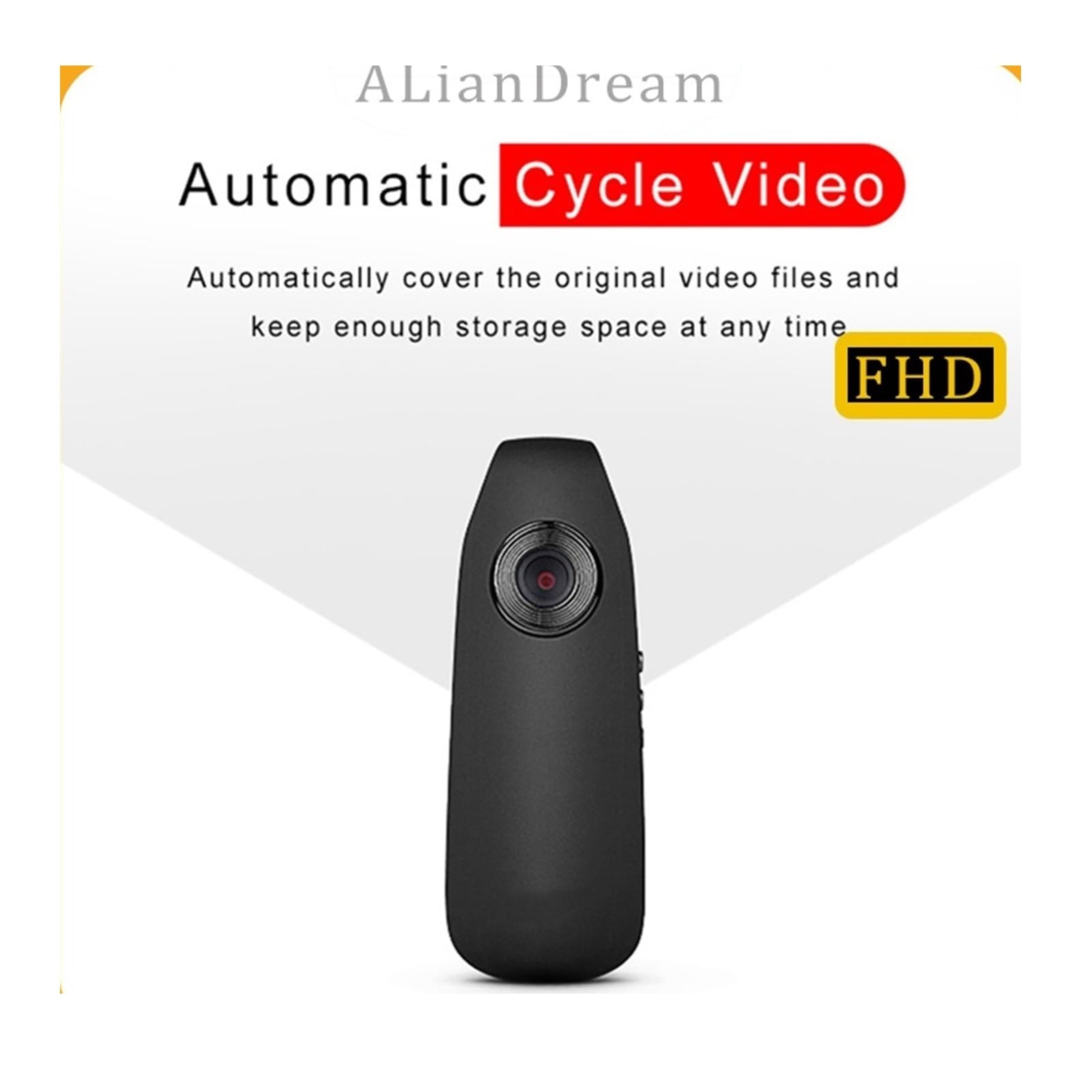 Videocamera d'azione Videoregistratore Digitale Mini videocamera con Clip Posteriore Dash Cam Telecamera della Polizia Telecamera for Moto grandangolare Chiarezza Precisa(Cam ADD 16gb Card)