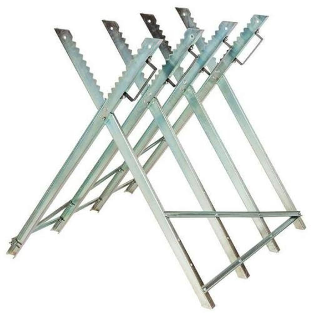 Caballete de Acero Plegable Para Sierra y Cortar Leña - Soporte Para Troncos de Madera, Peso Máximo 150 kg, Metal Galvanizado (84*80*80cm, Cuatro Columnas)