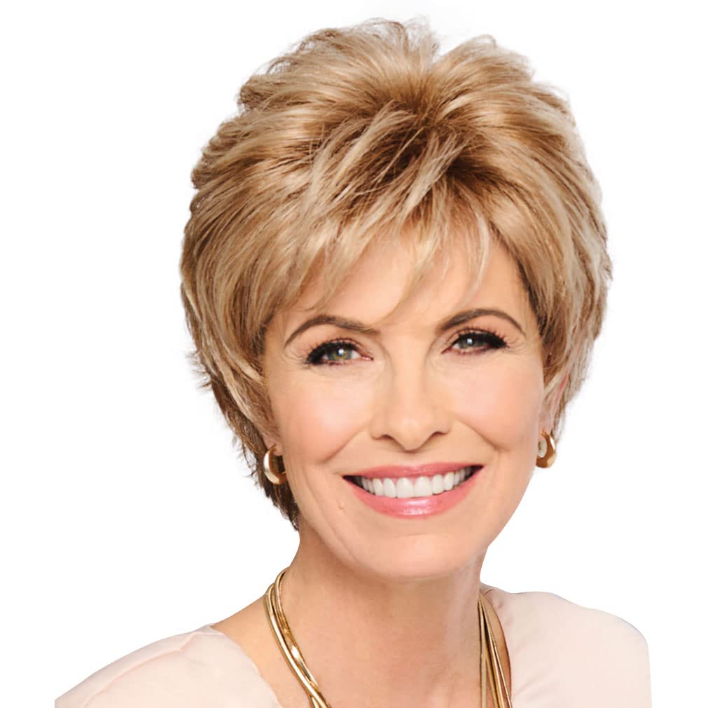 GABOR Royal Tease Layered Short Shag Wig by Hairuwear, 2023 Spring Luxury Collection, Average Cap, GL14-22 Sandy Blonde