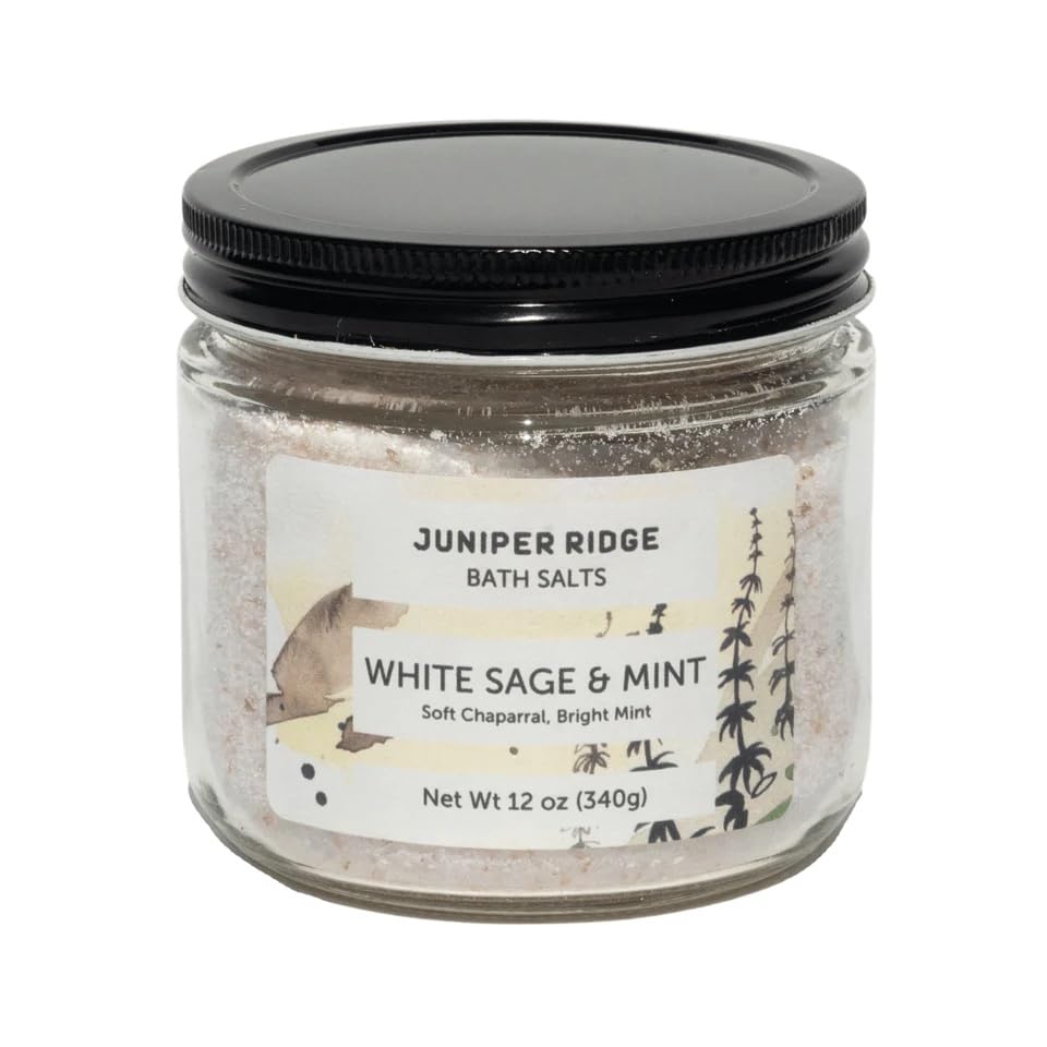 Juniper Ridge Redwood Mist Bath Salts - Natural Aromatic Soaking Salt Blend with Steam-Distilled Essential Oils & Botanicals - Paraben, Phthalate, Dye, Cruelty, & Preservative Free - 12oz Glass Jar