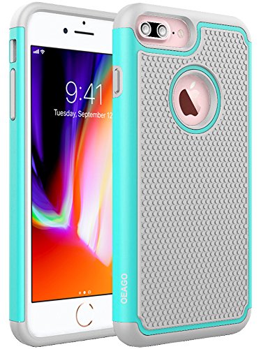 iPhone 8 Plus Case, iPhone 7 Plus Case, OEAGO [Drop Protection] [Shock Proof] Hybrid Dual Layer Rubber Plastic Impact Defender Rugged Hard Case Cover Shell for Apple iPhone 8 Plus / 7 Plus - Mint
