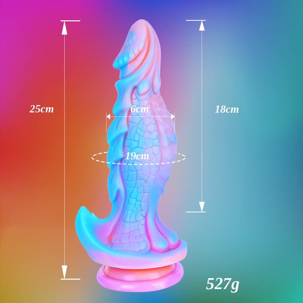 Dildo fantasia mostro grande 25 cm con grande ventosa, plug anale XL dildo drago in silicone, dildo lungo punto G flessibile per adulti, pene per donne e uomini