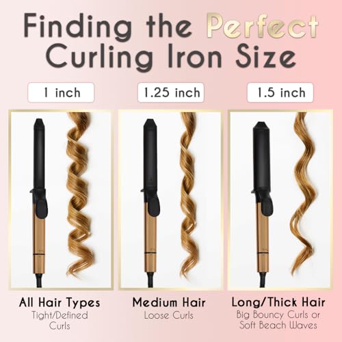 ELLA BELLA 1.25 Professional Curling Iron for All Hair Types - Quick, Heat-Damage Free Styling