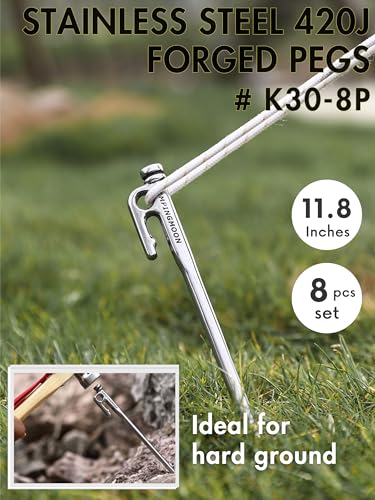 camping moon Estacas para Tienda 11.8 pulgadas Forjadas Acero Inoxidable 8 Piezas Modelo USFLAG-K30-8P miniatura 2