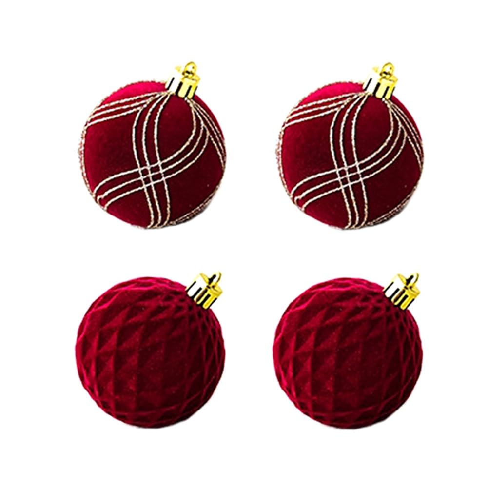 CTRLZS Christmas Balls Ornaments Wine Red Flocking Christmas Tree Decoration New Year Christmas Spheres B