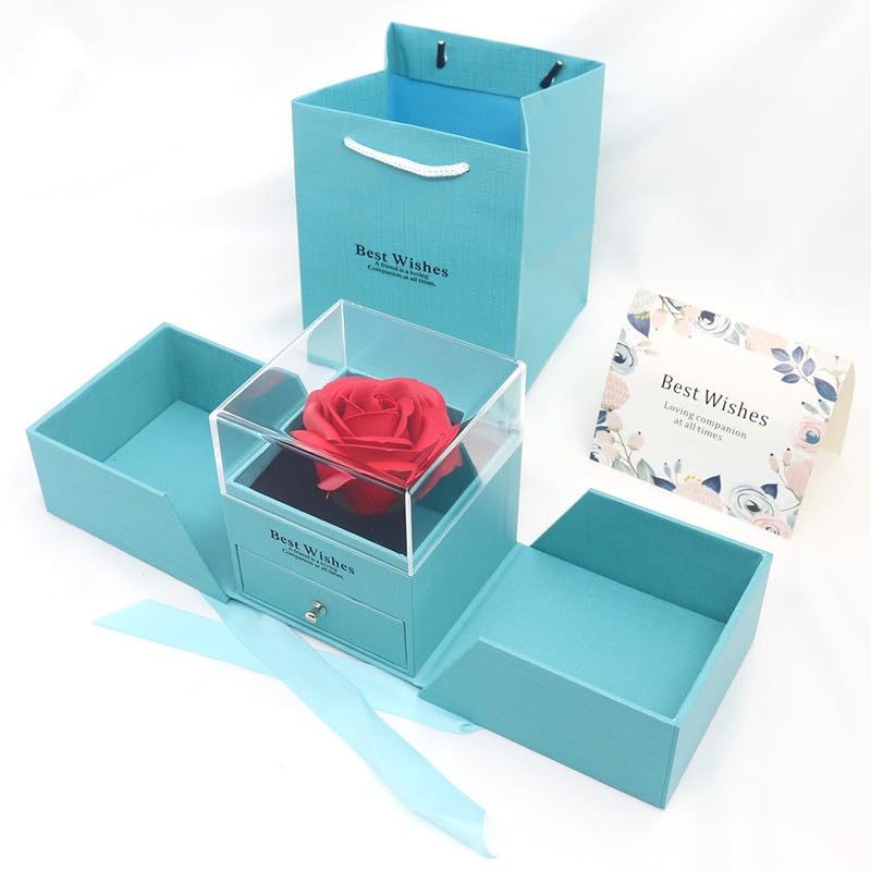 Generico Caja de joyería rosa, anillo collar caja, joyería joyería caja, caja de regalo de almacenamiento 01