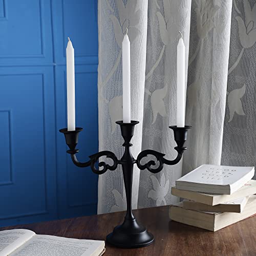 Rely+ 3 Arm Candelabra 10 Inch Tall Matte Black Taper Candle Holders, Candle Stands, Candlesticks For Home Decor, Wedding, Parties, Dinning Table Centerpiece, Fit 3/4 Inch Thick Candles #TOP3