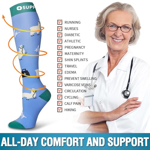 Image of Bluemaple 6 Pack Copper Compression Socks for Women and Men Circulation-Best Support for Medical, Running,Nursing,Athletic