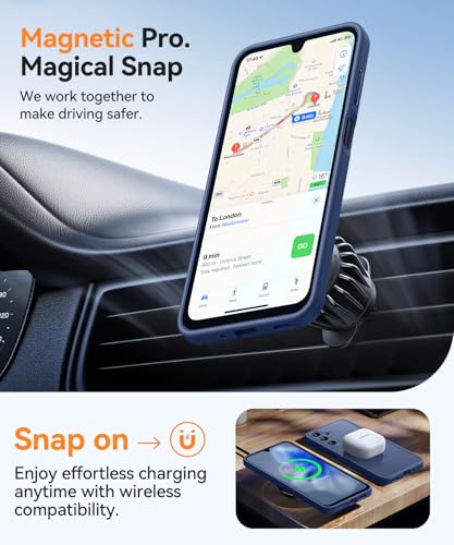 Image of CANSHN Designed for Samsung Galaxy A16-5G Case [Full Camera Protection] [Compatible with Magsafe] Translucent Matte Back Protective Phone Cover, Deep Blue