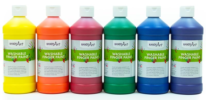 Handy Art 105-156 8 oz Acrylic Fluorescent Washable Finger Paint Blue