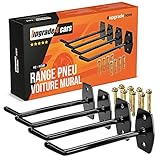 upgrade4cars Range Pneu Voiture Mural pour 4 Jantes | Crochets mur pour Pneus | Support Roue jusqu'à 22 Pouces