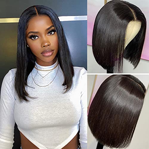 Image of ISEE Hair Straight Bob Wig Human Hair 7X5 HD Lace Front Glueless Wig 10Inch