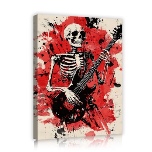 Affiche squelette musicien abstrait pour studio de musique
