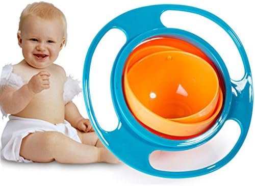Children's Plate, Baby Bowl, 360 Rotating Anti-Spill Gravity Feeding Bowls, Baby Plate, Leak-Proof for Children, Blue