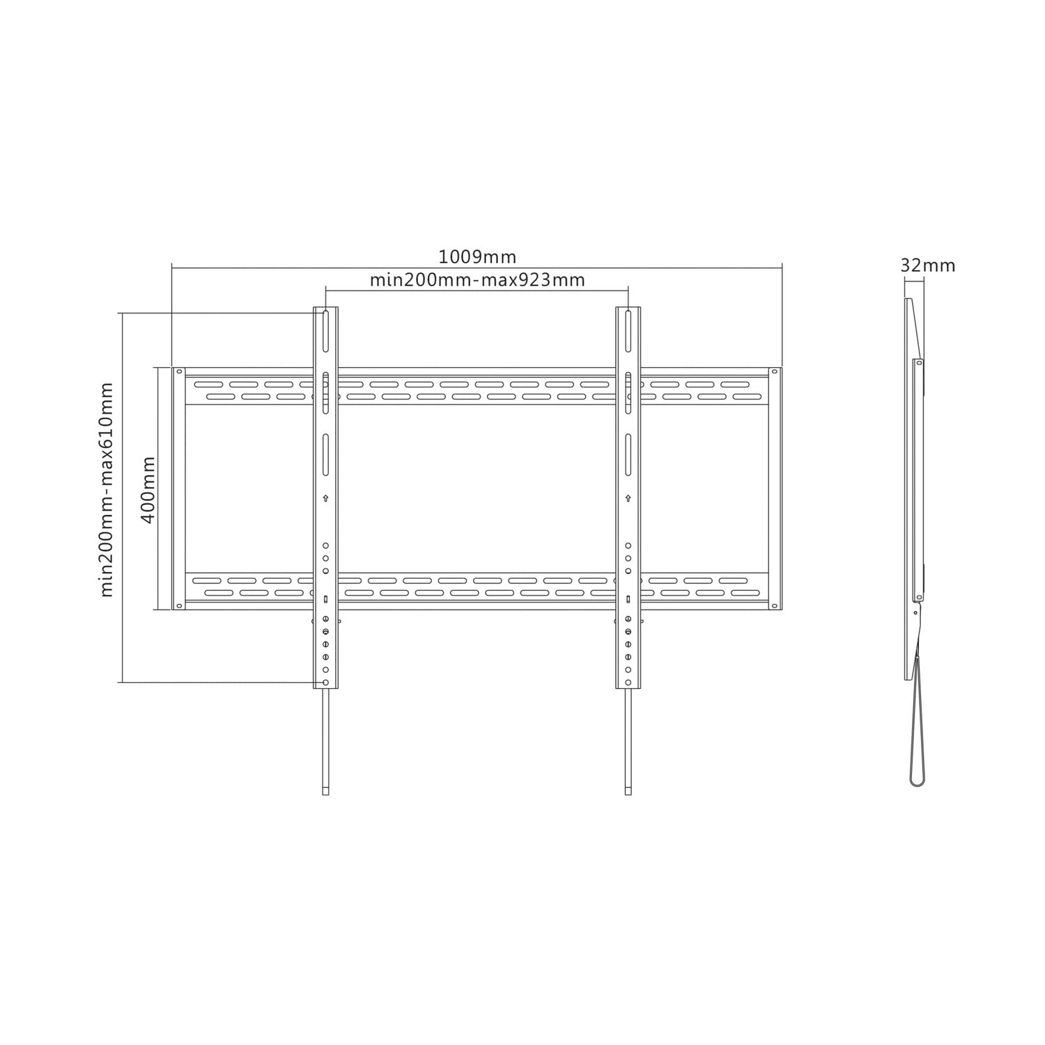 AISENS WT100F-067 Soporte Pro Ultra Delgado para Monitor/TV 130KG DE 60-100, Negro